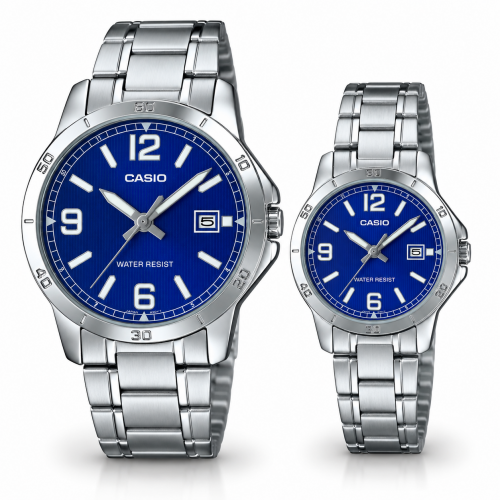 Парні годинники Casio MTP-V004D-2B & LTP-V004D-2B
