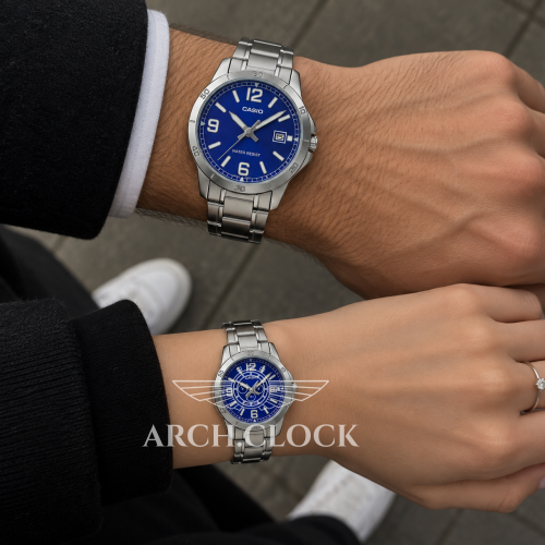 Парні годинники Casio MTP-V004D-2B & LTP-V004D-2B