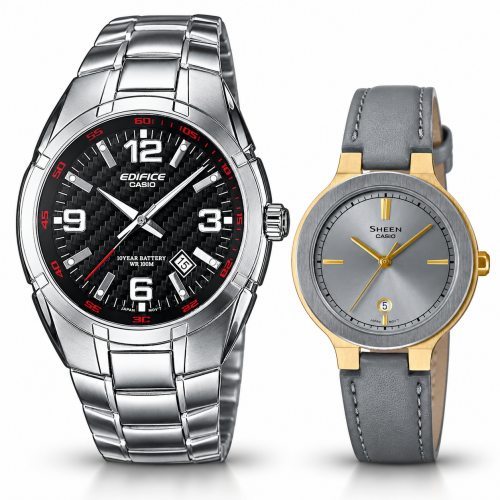 Парні годинники Casio EF-125D-1AVEG & SHE-4559GL-8AUDF