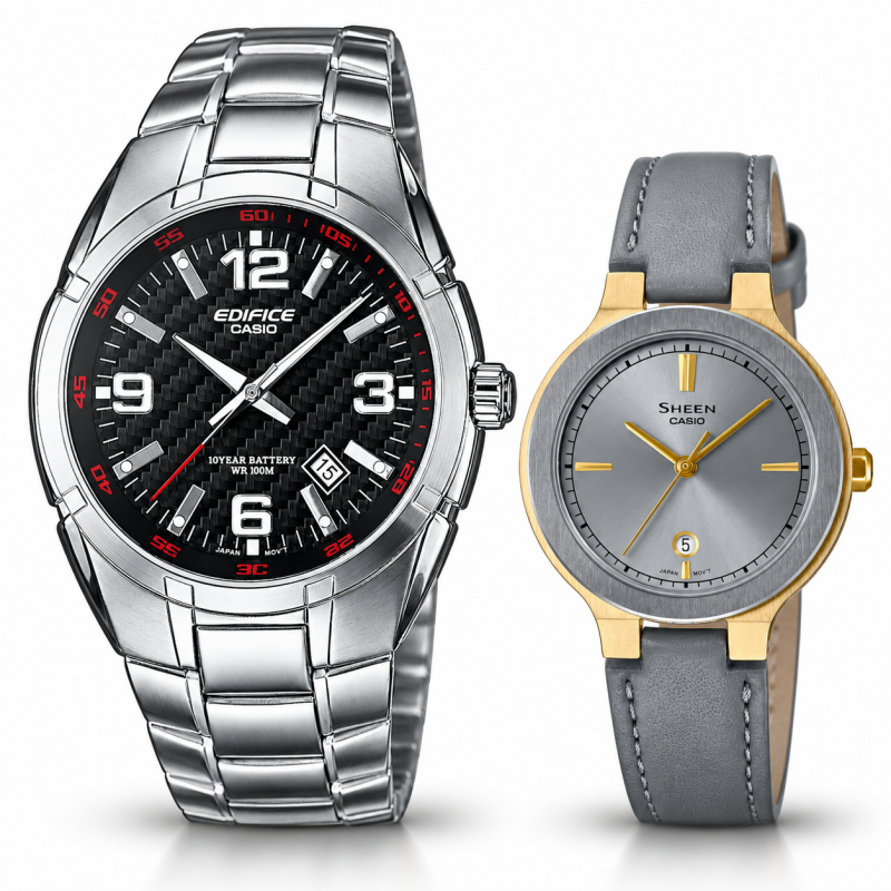 Парні годинники Casio EF-125D-1AVEG & SHE-4559GL-8AUDF, фото 1