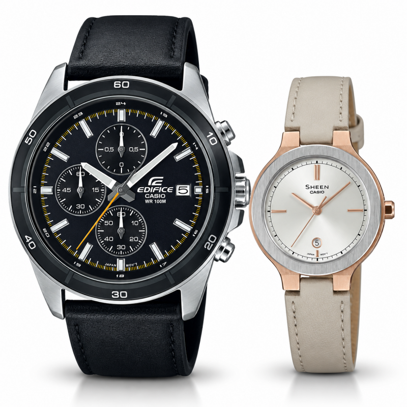 Парні годинники Casio EFR-526L-2CVUEF & SHE-4559GBL-7AUDF, фото 1