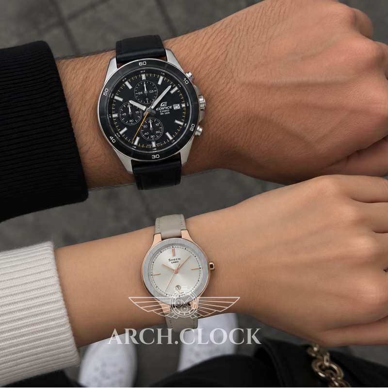 Парні годинники Casio EFR-526L-2CVUEF & SHE-4559GBL-7AUDF, фото 2