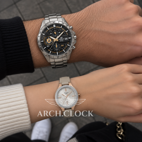 Парні годинники Casio EFR-556D-1AVUEF & SHE-4559GBL-7AUDF