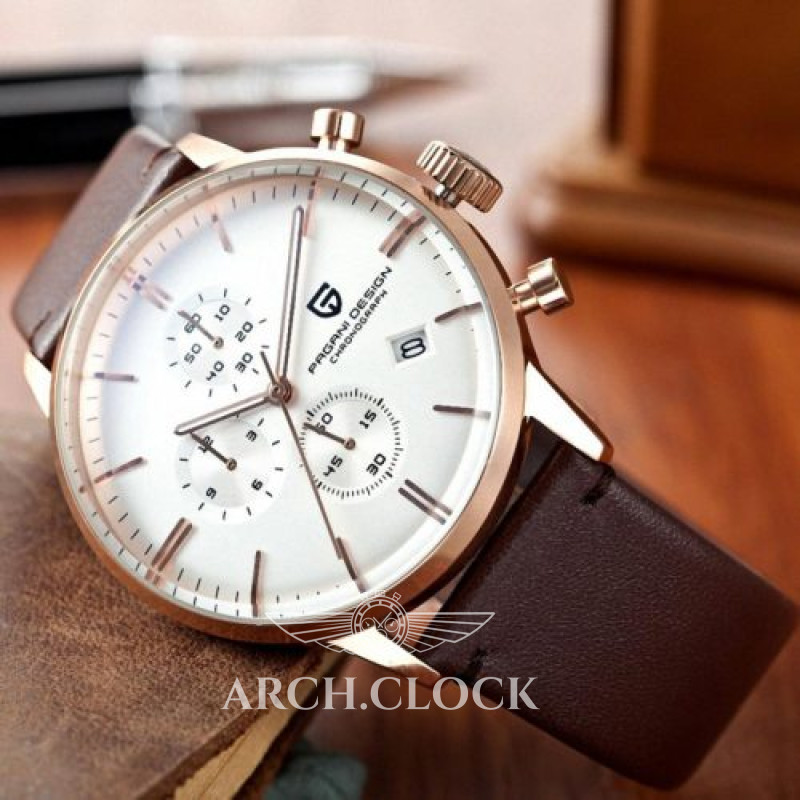 Годинник Pagani Design PD-2720 Gold-White-Brown, фото 6