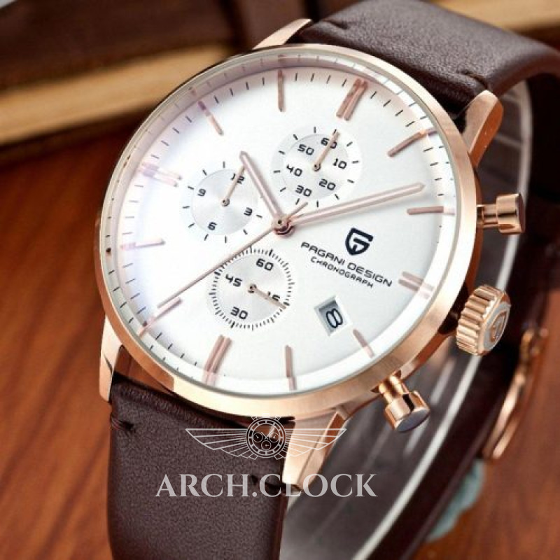 Годинник Pagani Design PD-2720 Gold-White-Brown, фото 2