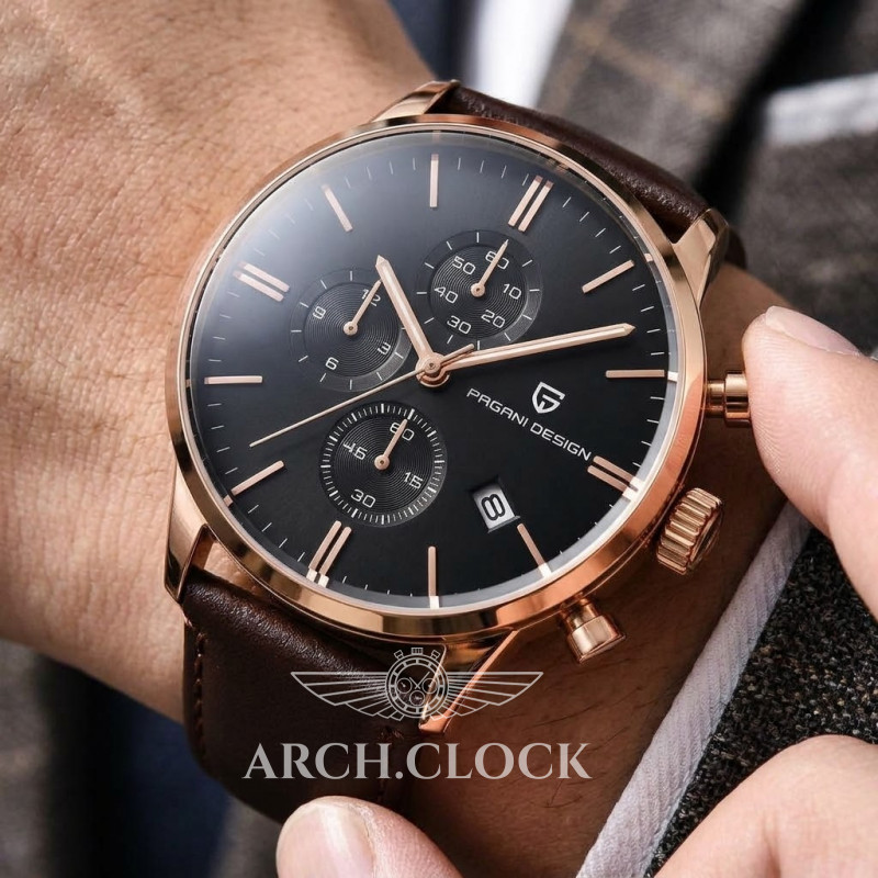 Годинник Pagani Design PD-2720 Gold-Black-Brown, фото 3