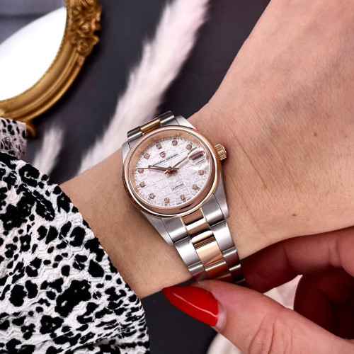 Pagani Design PD-1794L Silver-Rose Gold-White