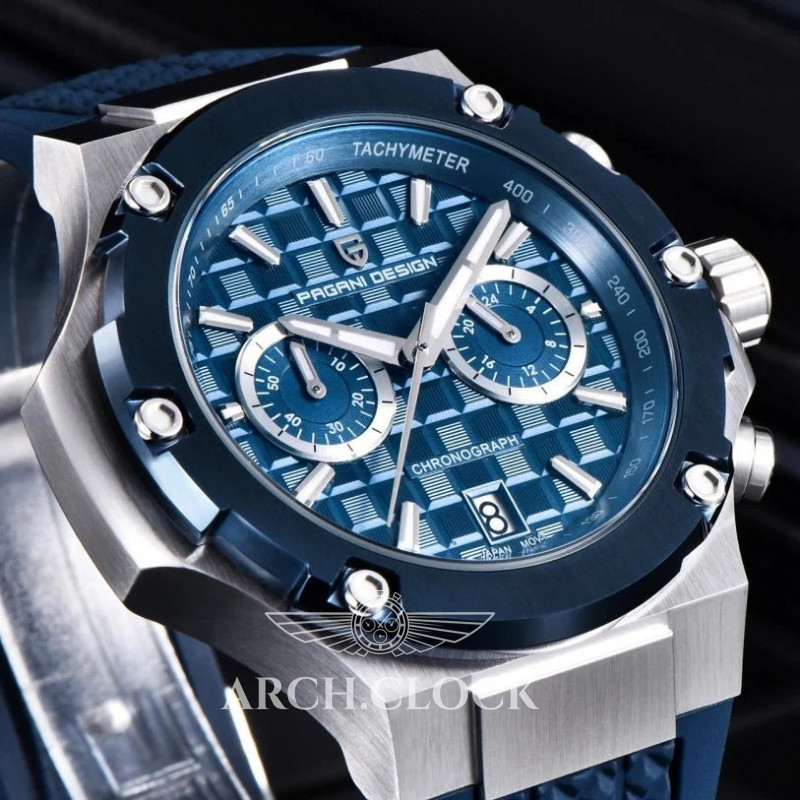 Годинник Pagani Design PD-YS032 Silver-Blue-Blue Rubber, фото 2