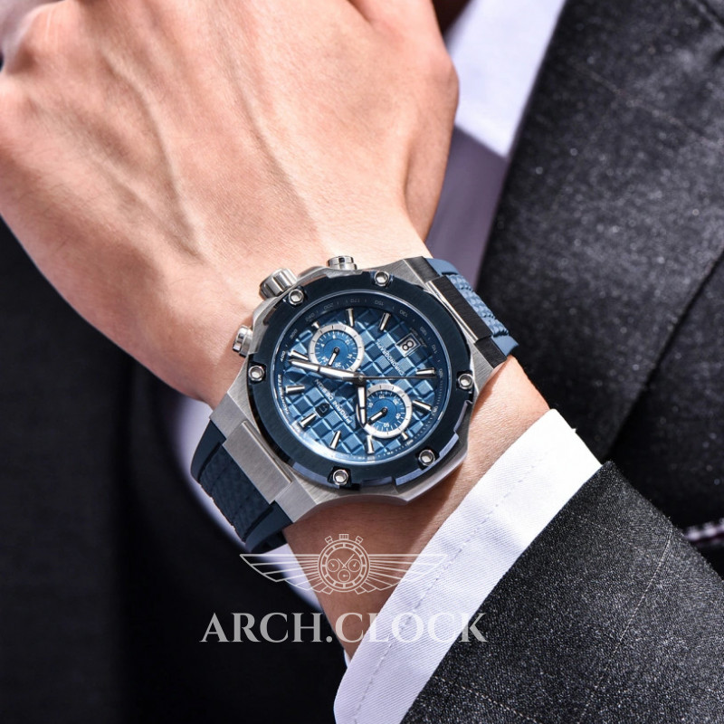 Годинник Pagani Design PD-YS032 Silver-Blue-Blue Rubber, фото 6
