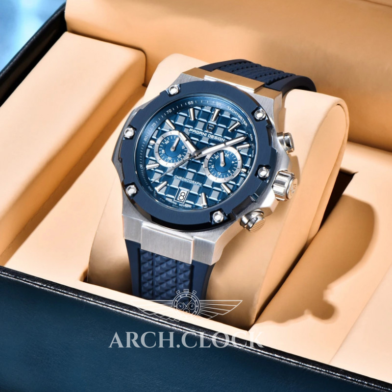 Годинник Pagani Design PD-YS032 Silver-Blue-Blue Rubber, фото 7