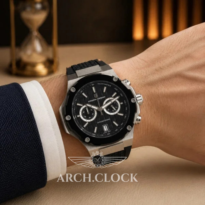 Часы Pagani Design PD-YS032 Silver-Black-Black Rubber, фото 2