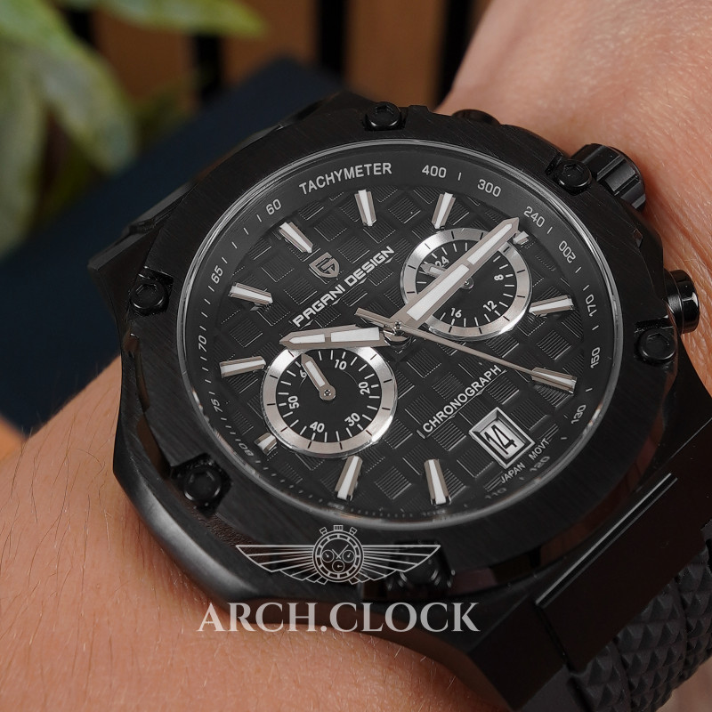 Годинник Pagani Design PD-YS032 Black-Black-Black Rubber, фото 7