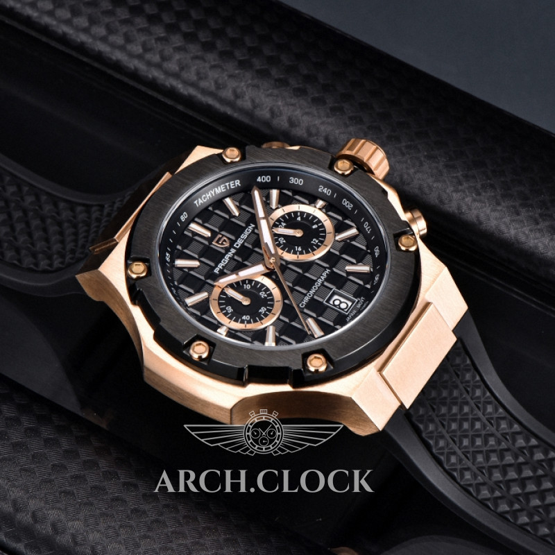 Годинник Pagani Design PD-YS032 Rose Gold-Black-Black Rubber, фото 3