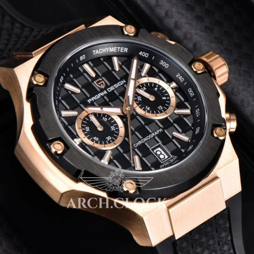 Pagani Design PD-YS032 Rose Gold-Black-Black Rubber