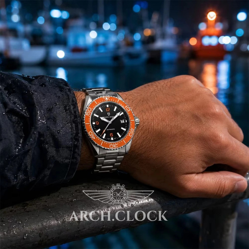 Часы Pagani Design PD-YS034 Silver-Orange-Black Steel, фото 4