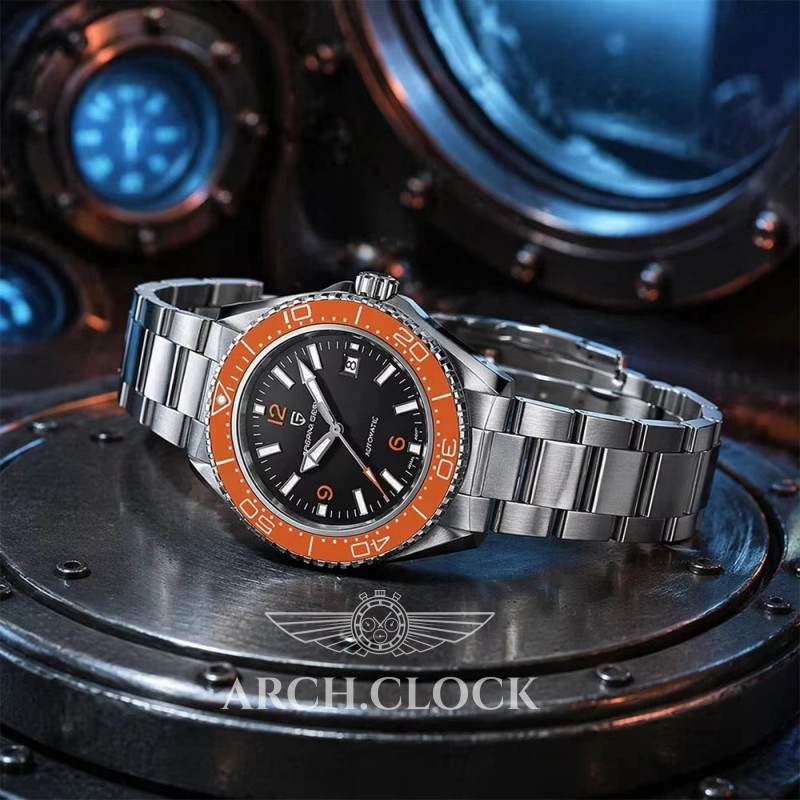 Часы Pagani Design PD-YS034 Silver-Orange-Black Steel, фото 5