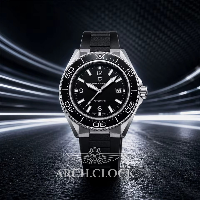 Годинник Pagani Design PD-YS034 Silver-Black-Black Rubber, фото 3