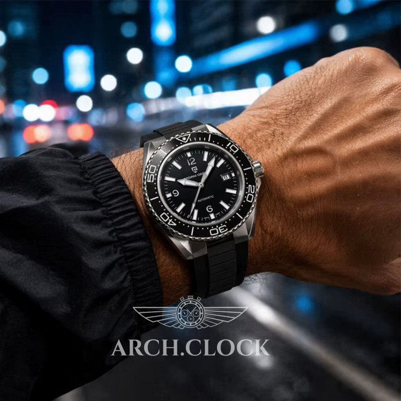 Годинник Pagani Design PD-YS034 Silver-Black-Black Rubber, фото 5