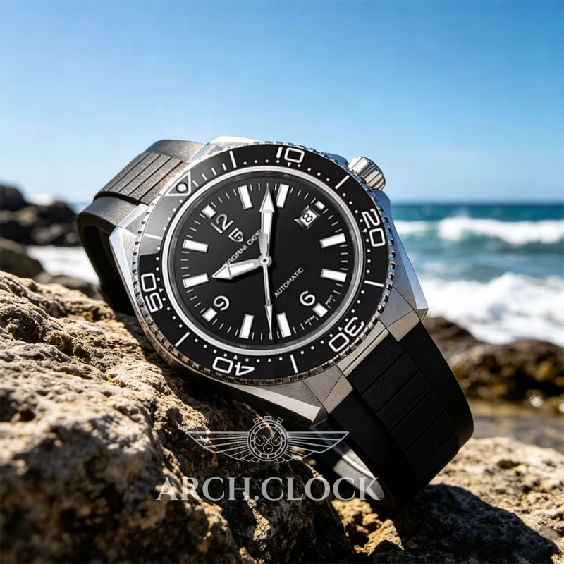 Годинник Pagani Design PD-YS034 Silver-Black-Black Rubber, фото 6