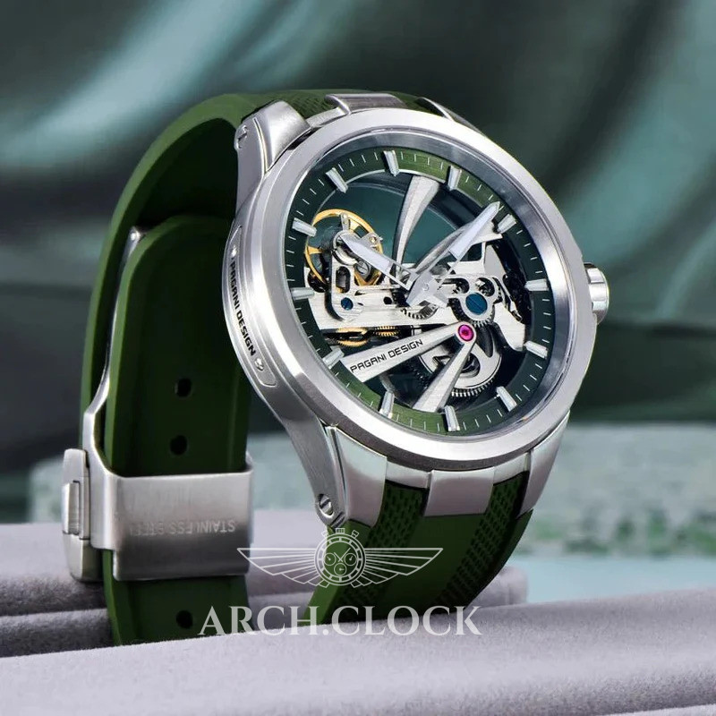 Часы Pagani Design PD-YS030 Silver-Green Rubber, фото 4