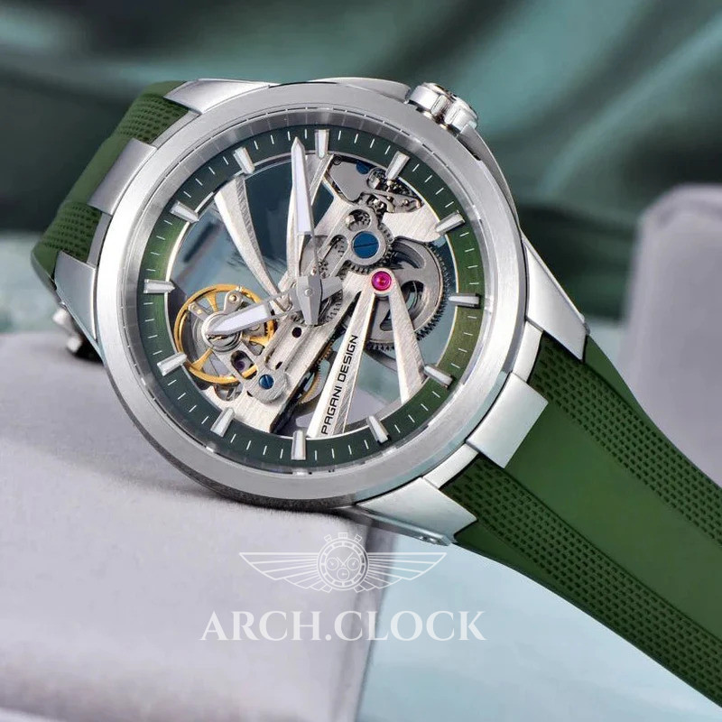 Часы Pagani Design PD-YS030 Silver-Green Rubber, фото 5