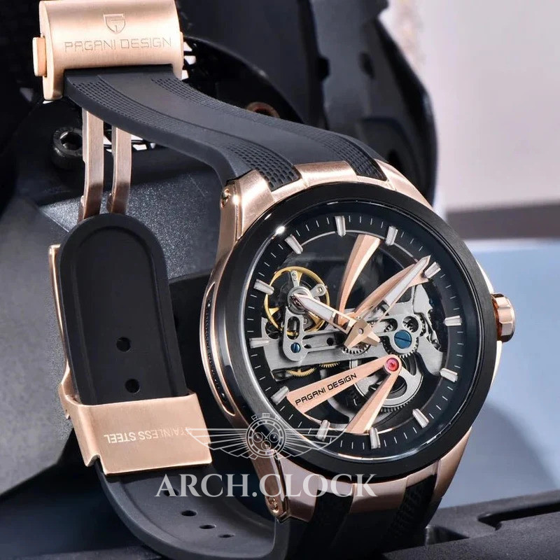 Часы Pagani Design PD-YS030 Rose Gold-Black Rubber, фото 2