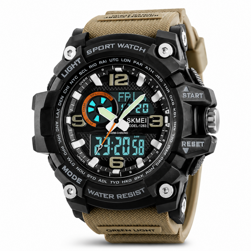 Годинник Skmei 1283 Black-Khaki Wristband, фото 1