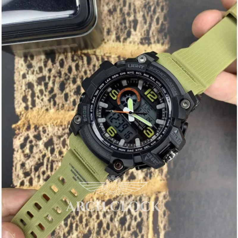 Годинник Skmei 1283 Black-Khaki Wristband, фото 5