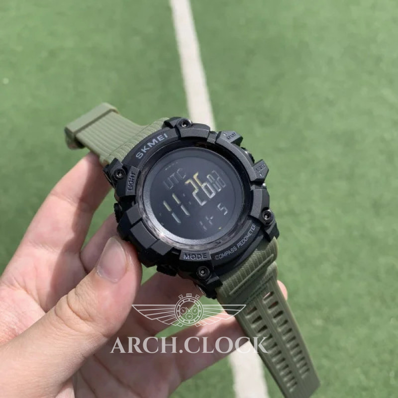 Часы Skmei 1356AG Army Green + Compass, фото 4