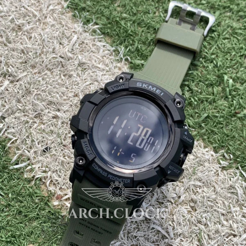 Часы Skmei 1356AG Army Green + Compass, фото 5