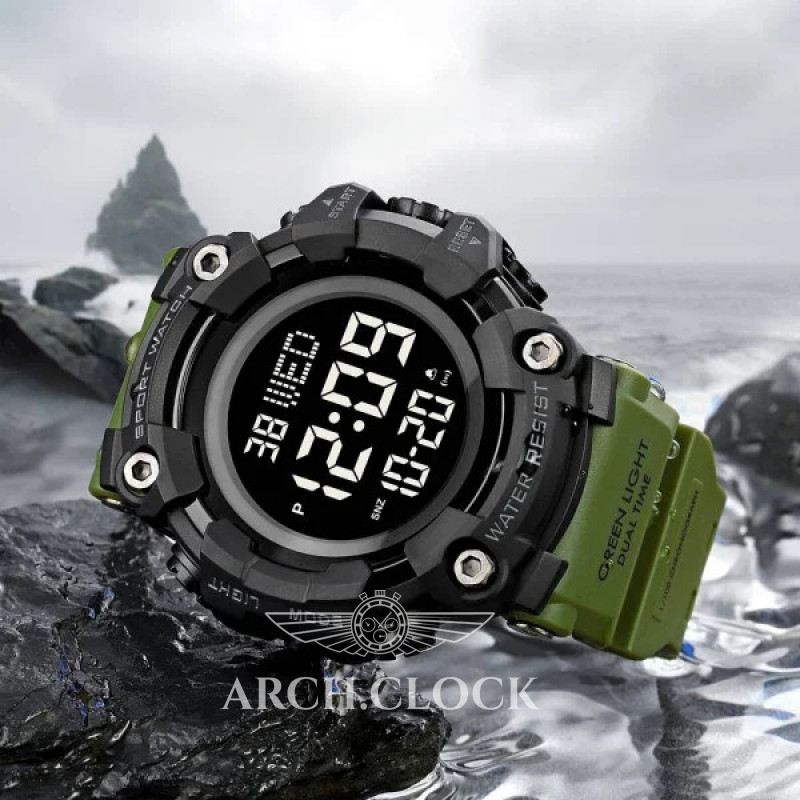 Годинник Skmei 1356AG Army Green + Compass, фото 8