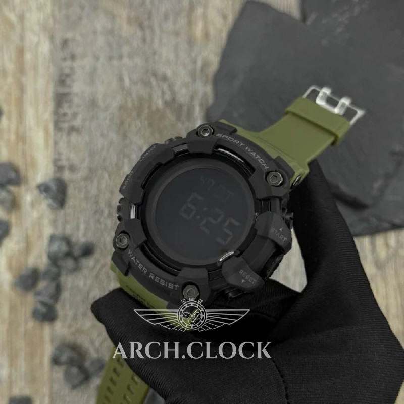 Годинник Skmei 1356AG Army Green + Compass, фото 2