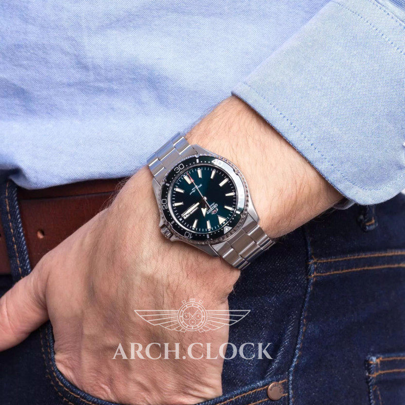 Годинник Orient RA-AA0004E19B Green KAMASU Automatic Diver Sapphire, фото 7