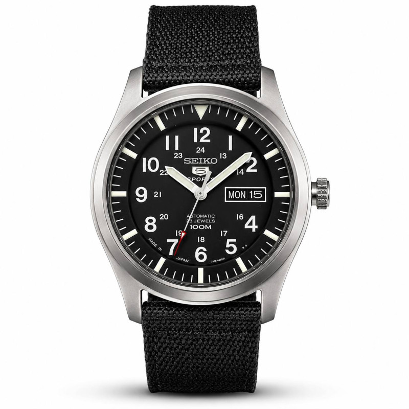 Годинник Seiko 5 SNZG15J1 Military Automatic Black MADE IN JAPAN, фото 1