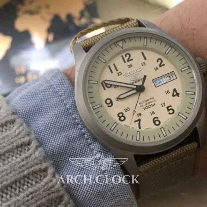 Годинник Seiko 5 SNZG07J1 Military Automatic Beige MADE IN JAPAN, фото 5