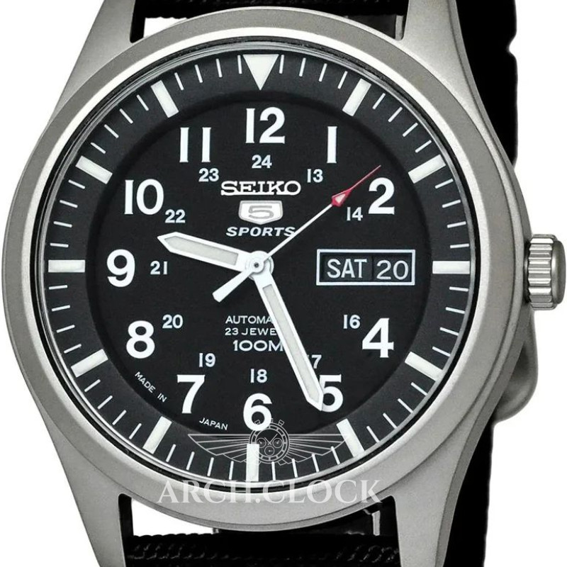 Годинник Seiko 5 SNZG15J1 Military Automatic Black MADE IN JAPAN, фото 2